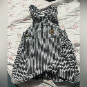 Infant Black and White Striped Overalls